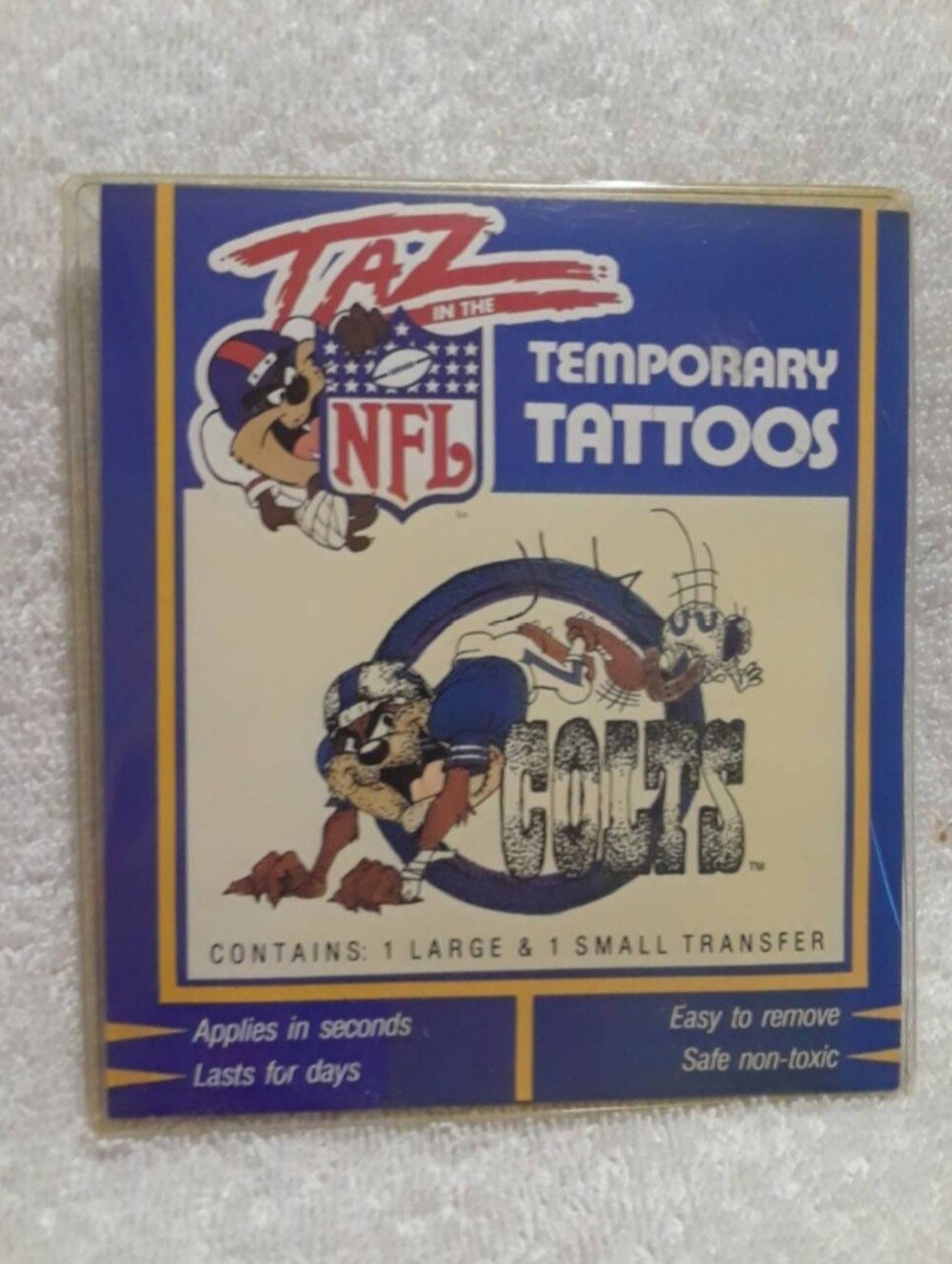 Vintage Looney tunes Indianapolis Colts Tasmanian Devil temporary Tattoos